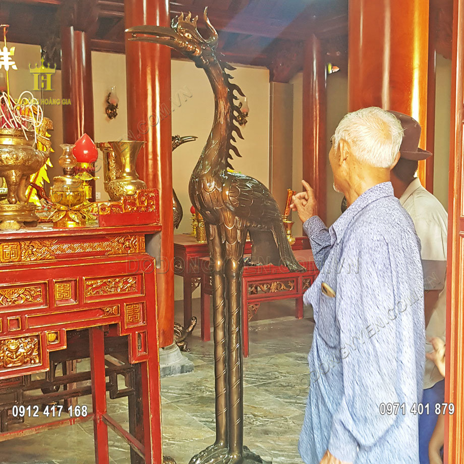 Đồ đồng Ho&agrave;ng Gia địa chỉ đ&uacute;c hạc thờ bằng đồng cỡ lớn uy t&iacute;n, chất lượng